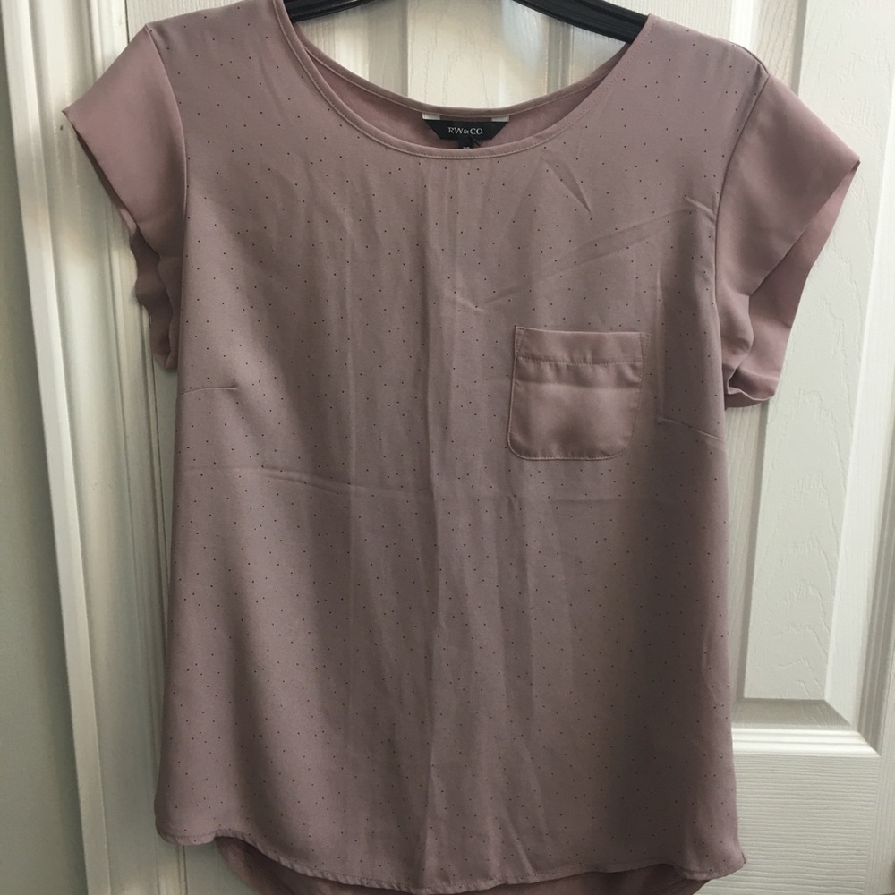 RW&CO Purple Polkadot Silk Blouse